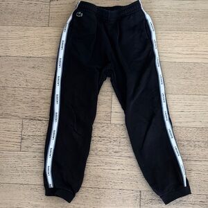 🐊LACOSTE Black Logo boys Joggers/Sweatpanrs with White Side Stripes, size 10